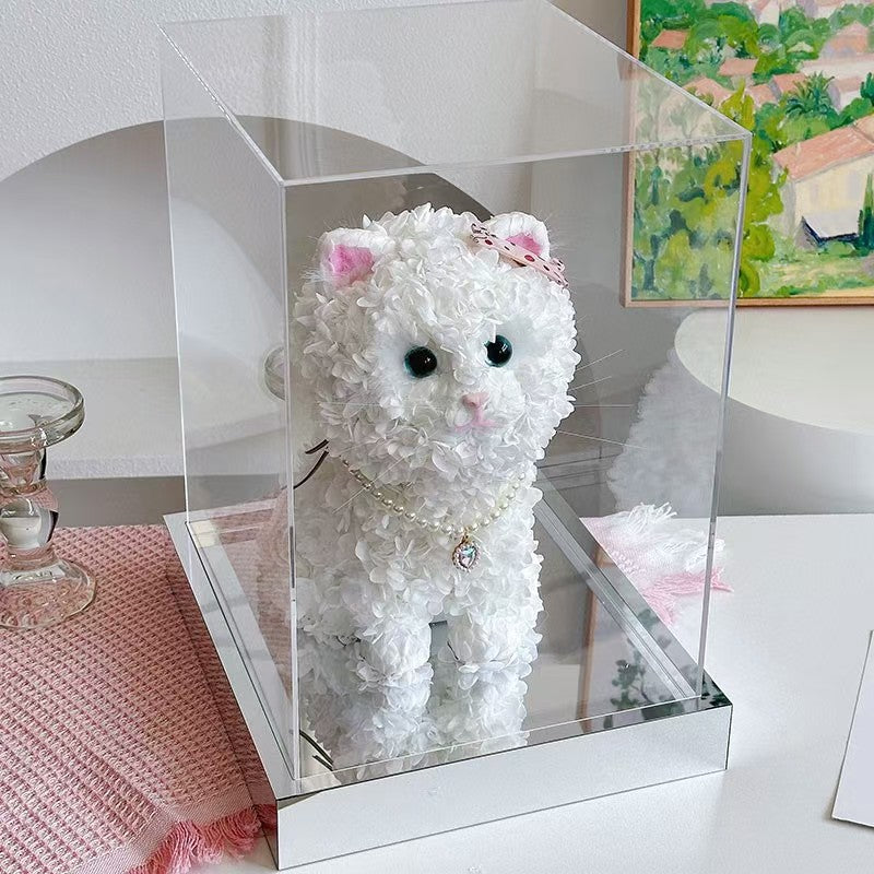 Flaurea Eternal Flower Floral Cat - White