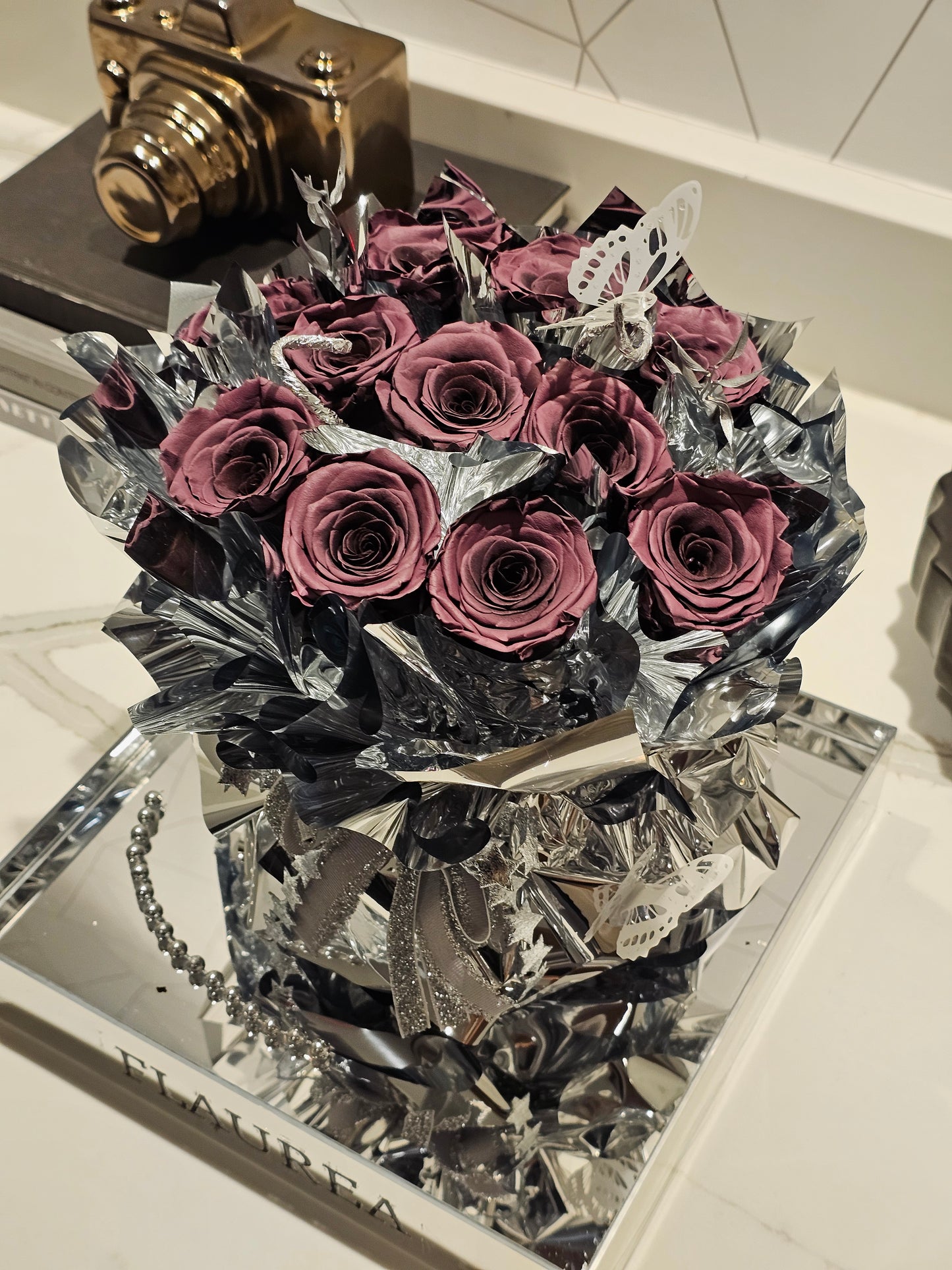 Flaurea Glistening Rose & Silver Display